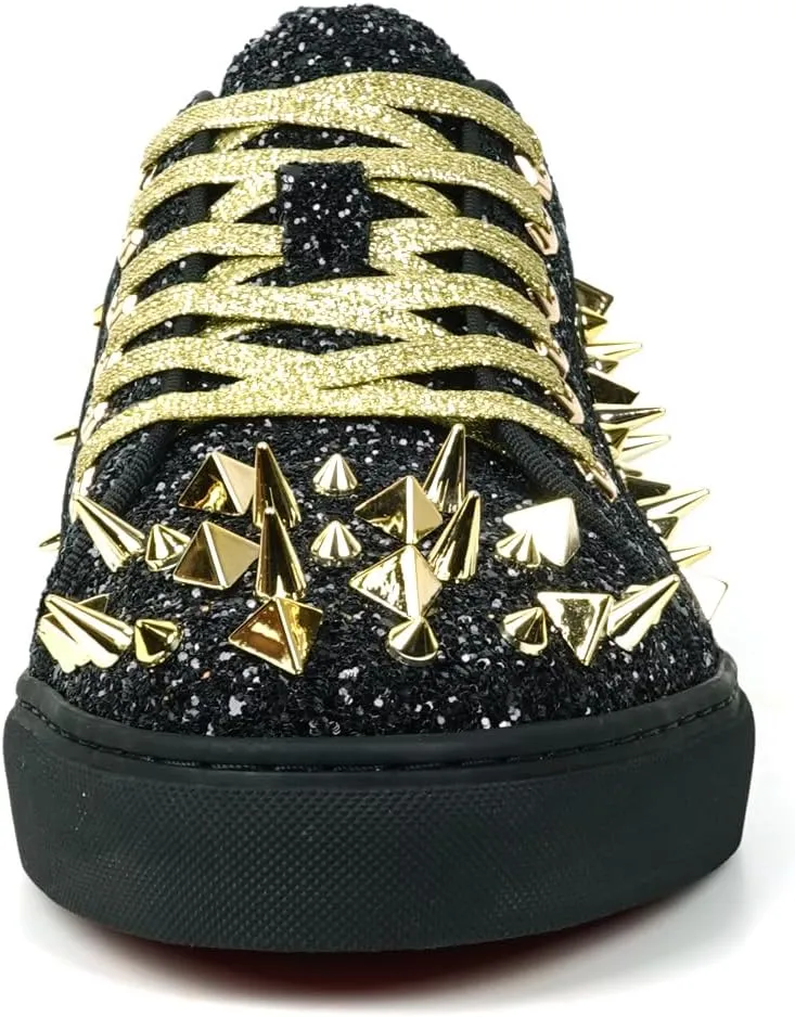FI-2429 Glitter Spikes Cap Toe Lace up Sneaker