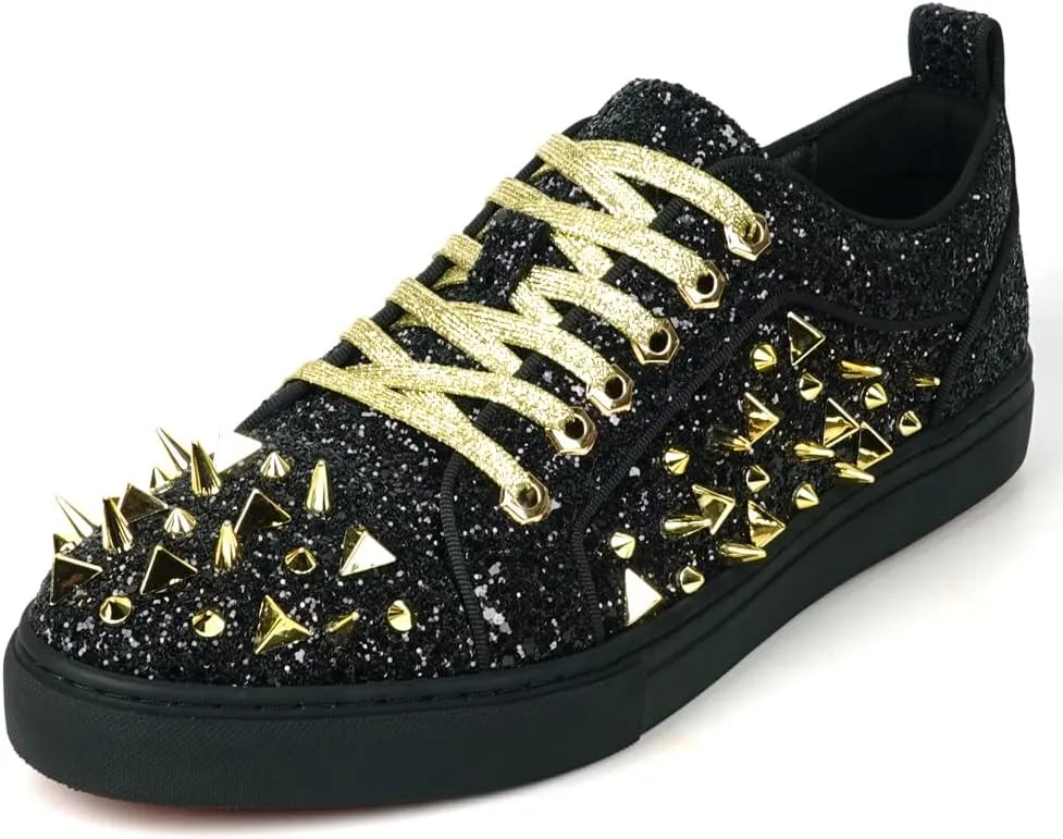FI-2429 Glitter Spikes Cap Toe Lace up Sneaker