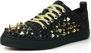 FI-2429 Glitter Spikes Cap Toe Lace up Sneaker
