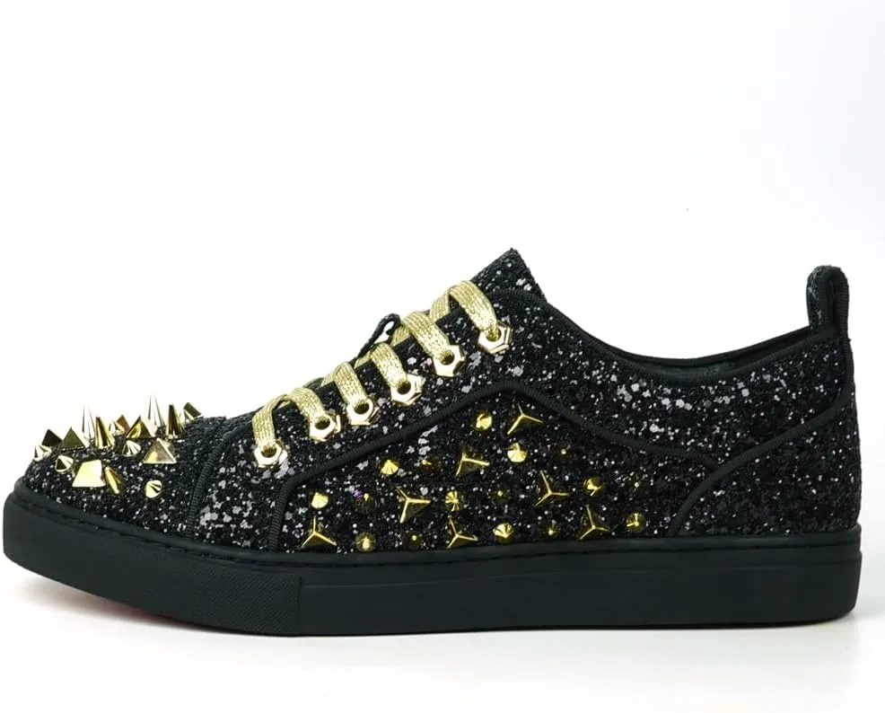FI-2429 Glitter Spikes Cap Toe Lace up Sneaker