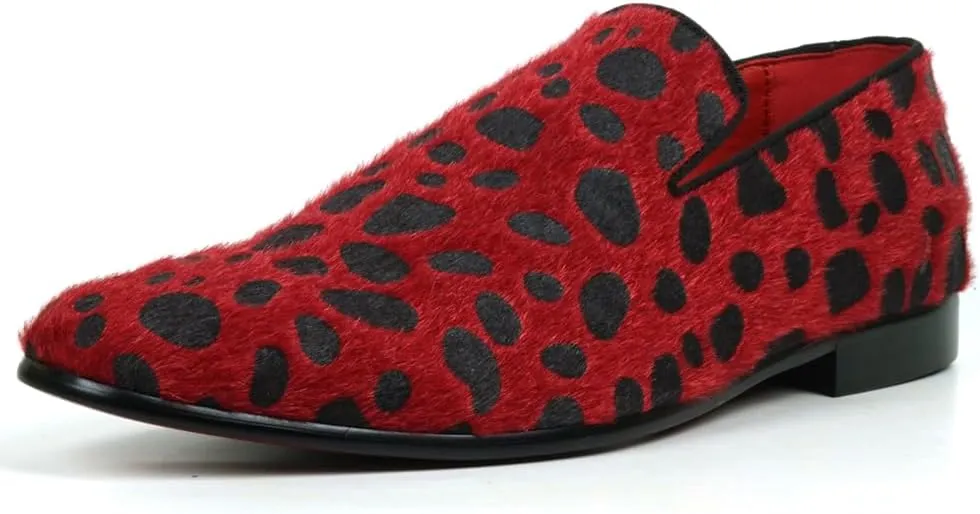 FI-7532 Leopard Print Pony Hair Slip on Loafer
