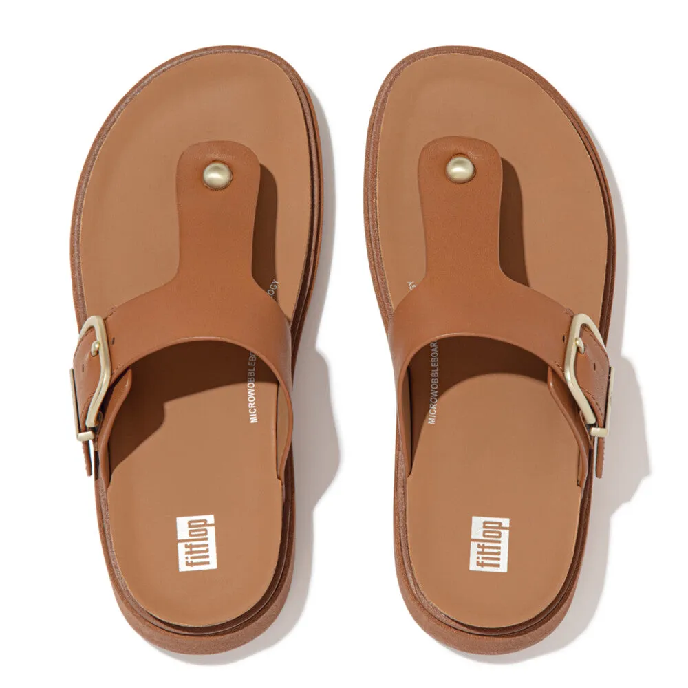 Fitflop Gen-FF Buckle Leather Toe Post Sandal Light Tan