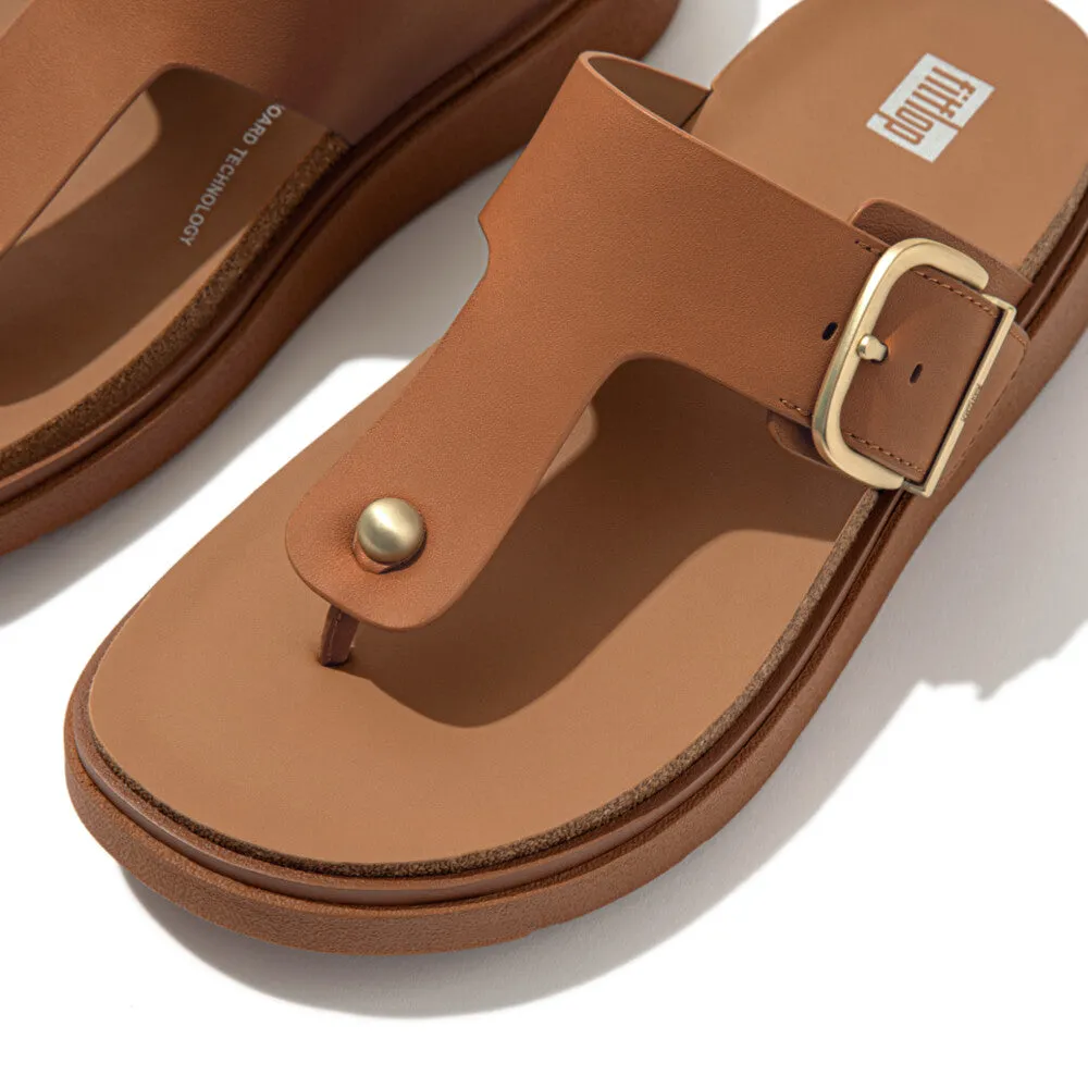 Fitflop Gen-FF Buckle Leather Toe Post Sandal Light Tan