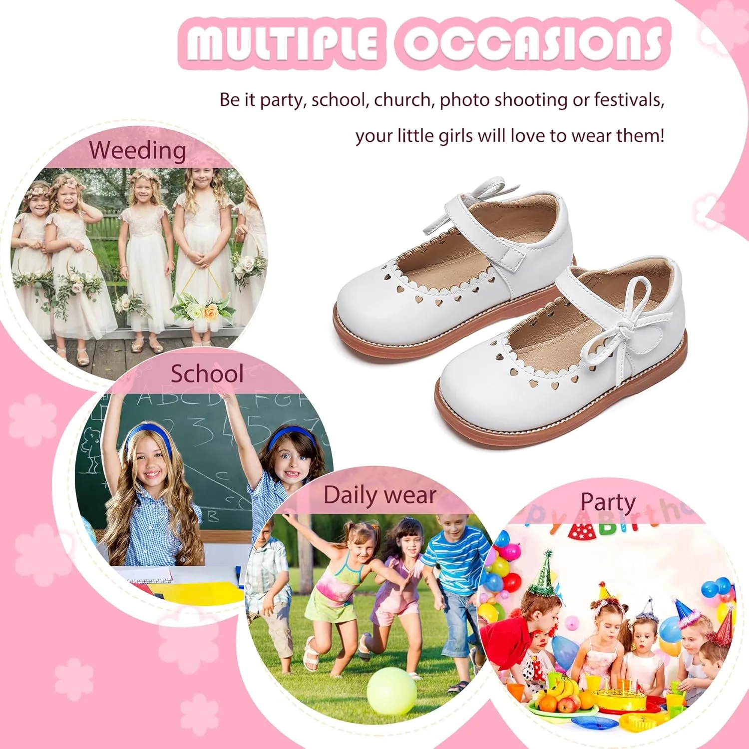 Flaryzone Toddler Little Girl Mary Jane School Uniform Oxfords Flat Dress Shoes