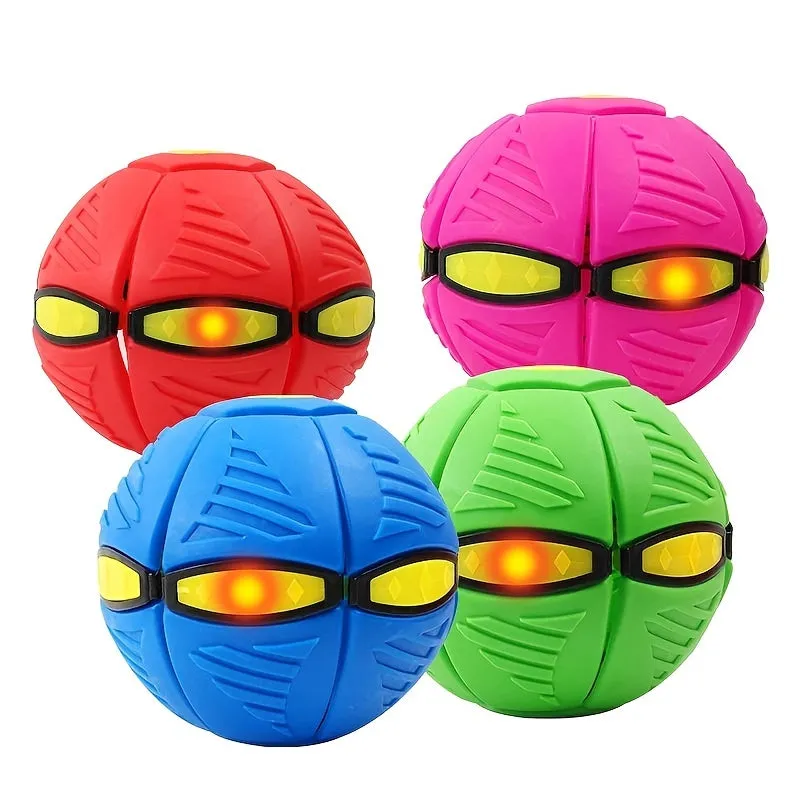 Flying UFO Flat Throw Disc Ball With Light Toy Flying Saucer Ball