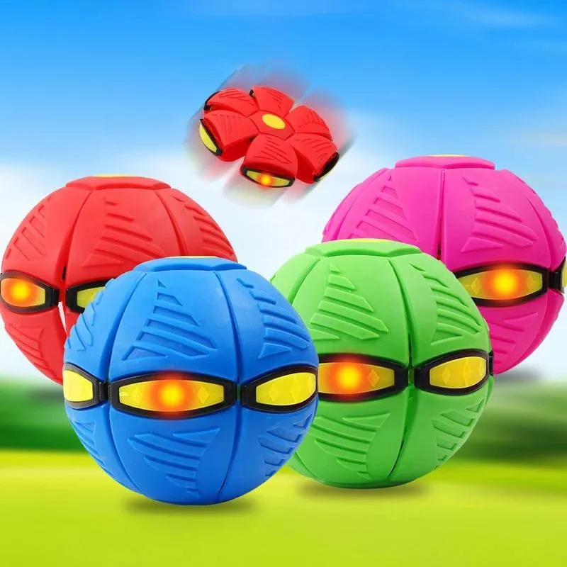 Flying UFO Flat Throw Disc Ball With Light Toy Flying Saucer Ball