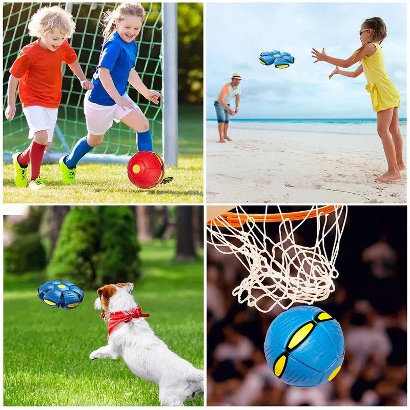Flying UFO Flat Throw Disc Ball With Light Toy Flying Saucer Ball