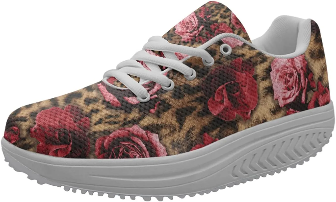 FOR U DESIGNS Novelty Sneakers Womens Platform Wedge Lace Up Breathable Comfort Walking Shoes
