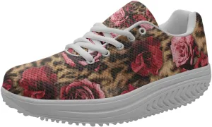 FOR U DESIGNS Novelty Sneakers Womens Platform Wedge Lace Up Breathable Comfort Walking Shoes