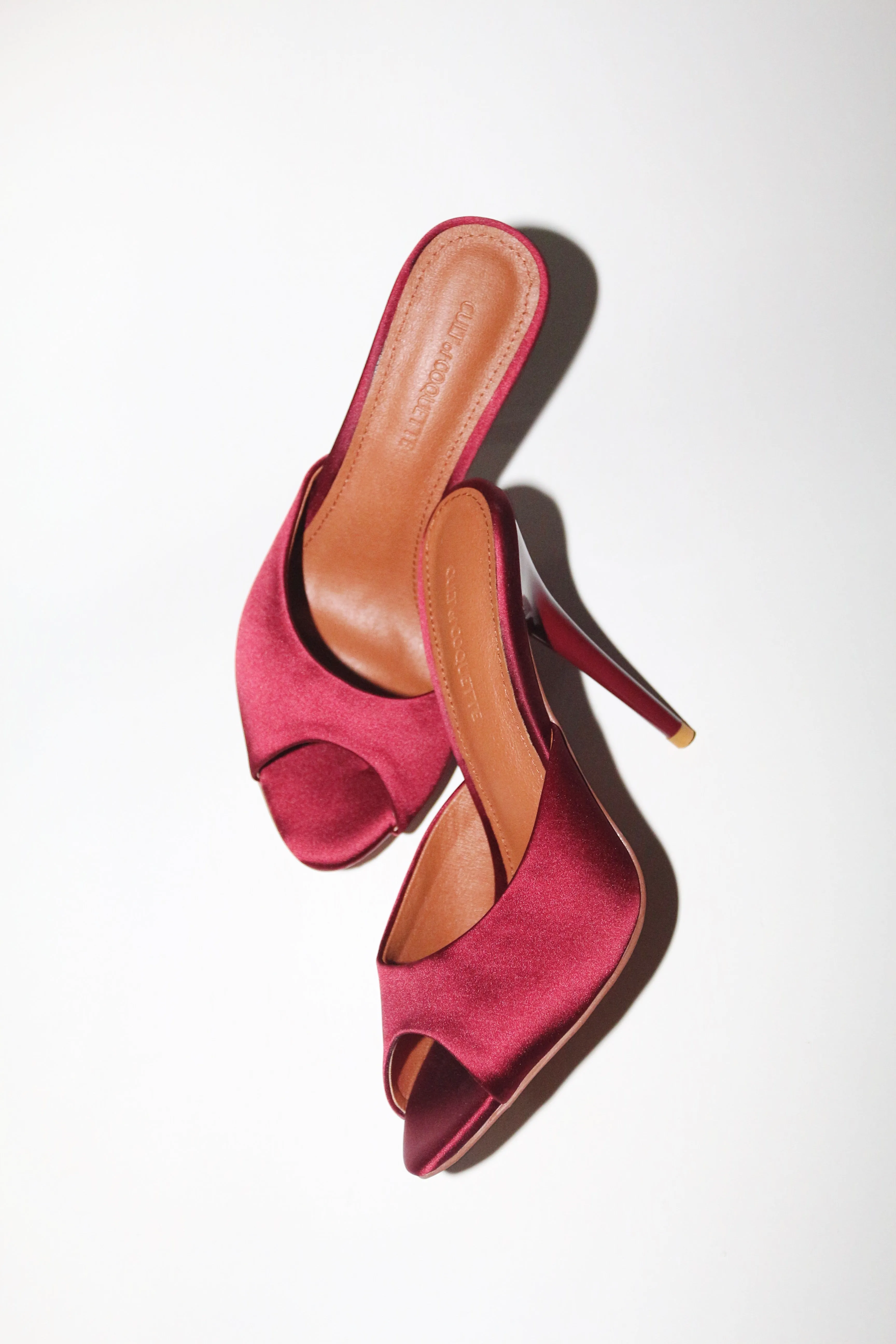 Ford Bordeaux Satin Open Toe Mules