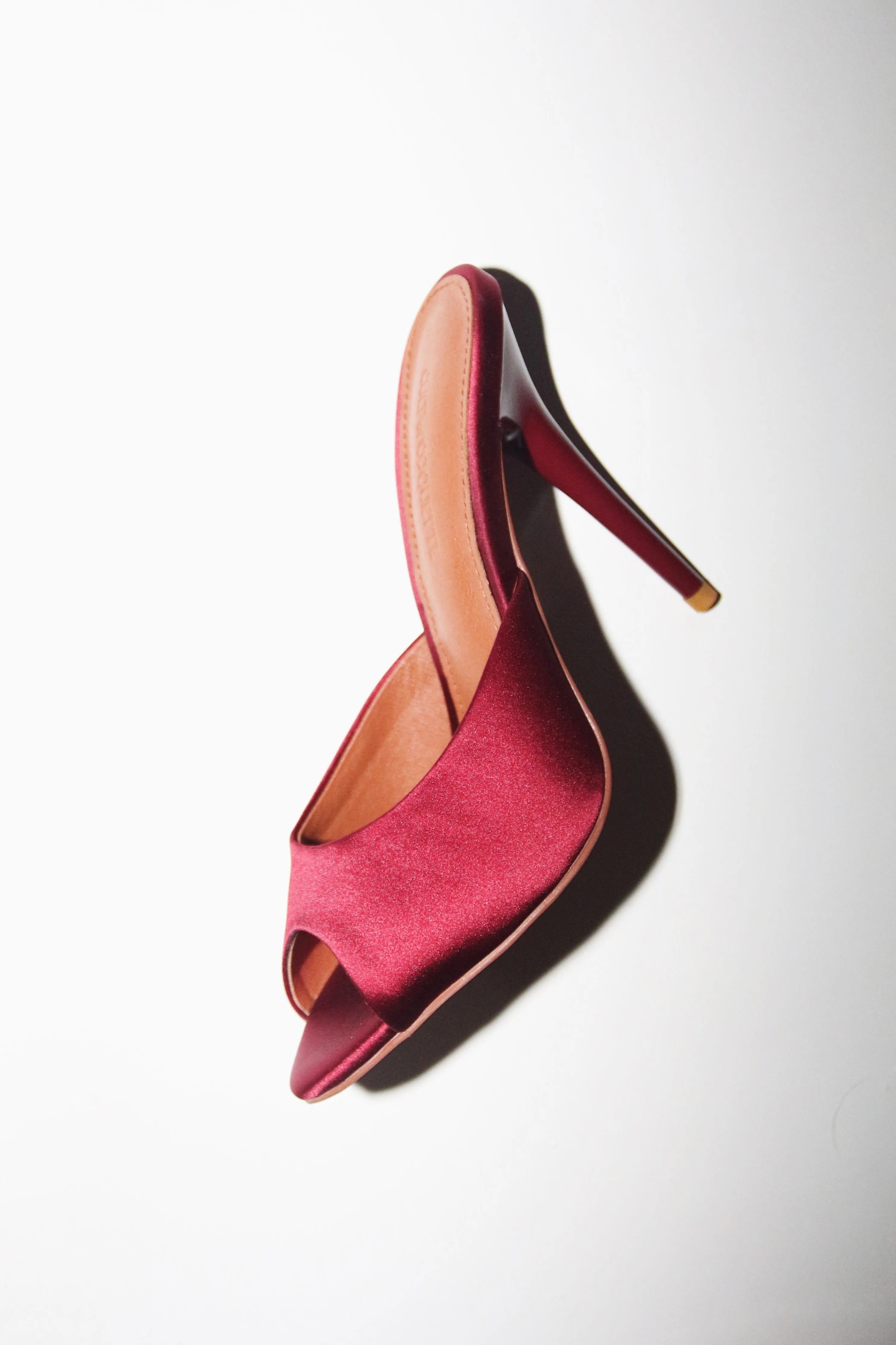 Ford Bordeaux Satin Open Toe Mules