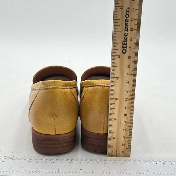FOWT Yellow Wide Width Shoes Slip On Block Stripped Heel Pointed Toe Loafer