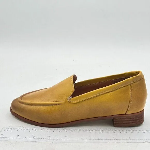 FOWT Yellow Wide Width Shoes Slip On Block Stripped Heel Pointed Toe Loafer