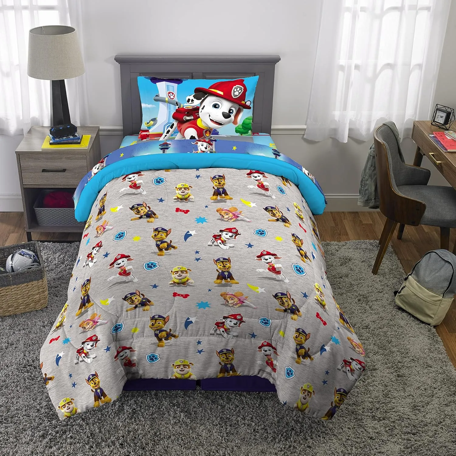 Franco Kids Bedding Super Soft Comforter and Sheet Set, 4 Piece Twin Size, Paw Patrol (Prints may vary)