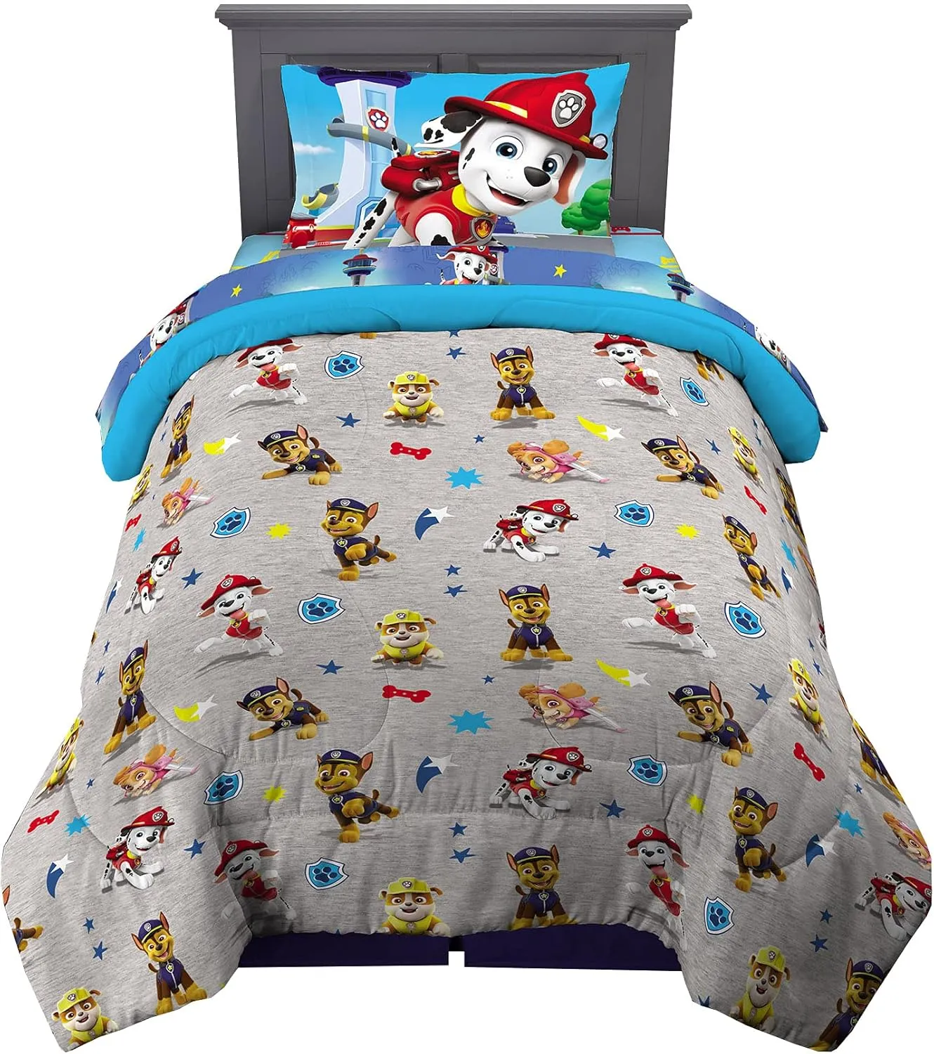 Franco Kids Bedding Super Soft Comforter and Sheet Set, 4 Piece Twin Size, Paw Patrol (Prints may vary)