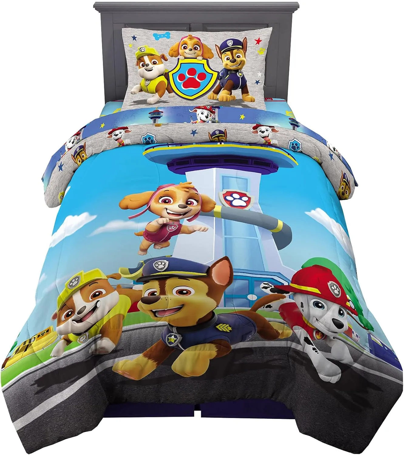 Franco Kids Bedding Super Soft Comforter and Sheet Set, 4 Piece Twin Size, Paw Patrol (Prints may vary)