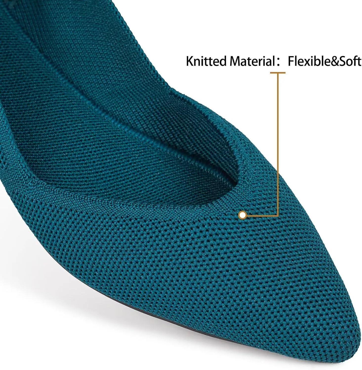 Frank Mully Womens Flat Shoes Classic Pointed Toe Flats Knitted Dress Shoes Soft Flats for Woman Comfortable Dressy