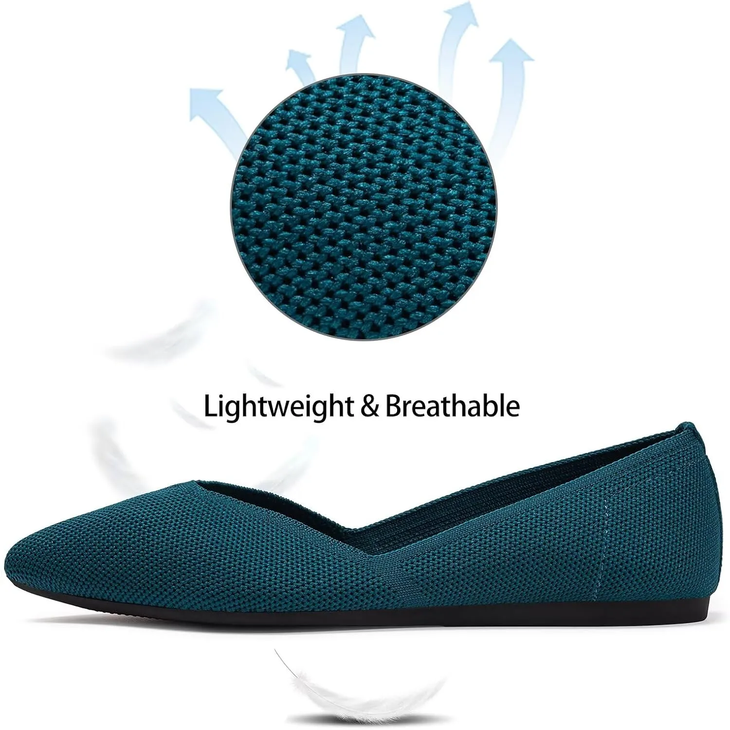 Frank Mully Womens Flat Shoes Classic Pointed Toe Flats Knitted Dress Shoes Soft Flats for Woman Comfortable Dressy