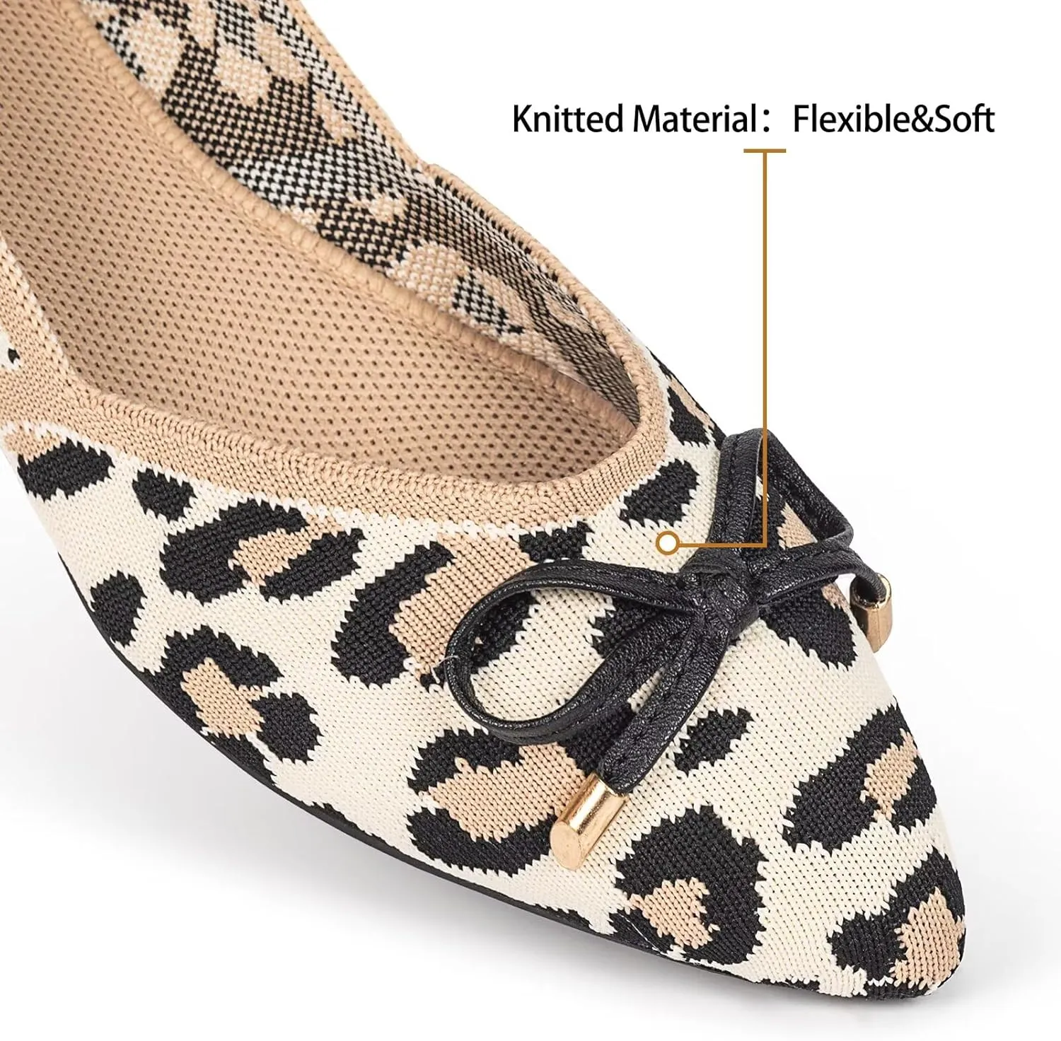 Frank Mully Womens Flat Shoes Classic Pointed Toe Flats Knitted Dress Shoes Soft Flats for Woman Comfortable Dressy