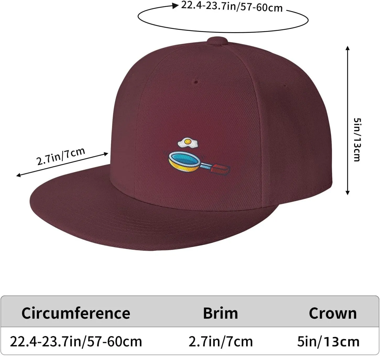 Frying Pan with Eggs Snapback Hats for Men Women Baseball Cap Flat Bill Brim Hat