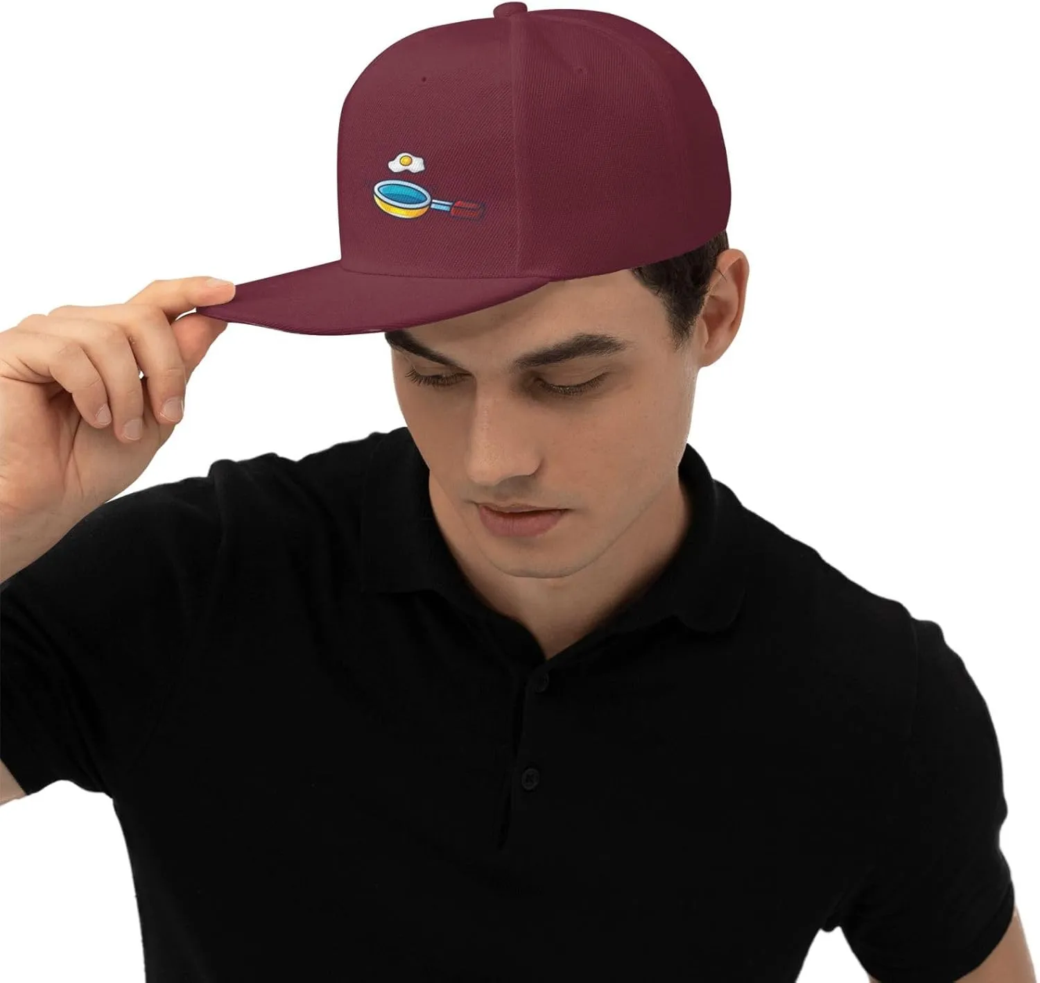 Frying Pan with Eggs Snapback Hats for Men Women Baseball Cap Flat Bill Brim Hat