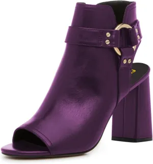 FSJ Women Peep Open Toe Ankle Booties Block Heel Metal Buckle High Heel Sandals Cutout Ankle Strap Zipper Cocktail Nightclub Pumps Shoes Size 4-16 US
