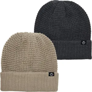 Funky Junque Unisex Waffle Beanie Knit Winter Hat, Super Soft Ultra Warm Double-Layered Ski Cap with Ribbed Cuff