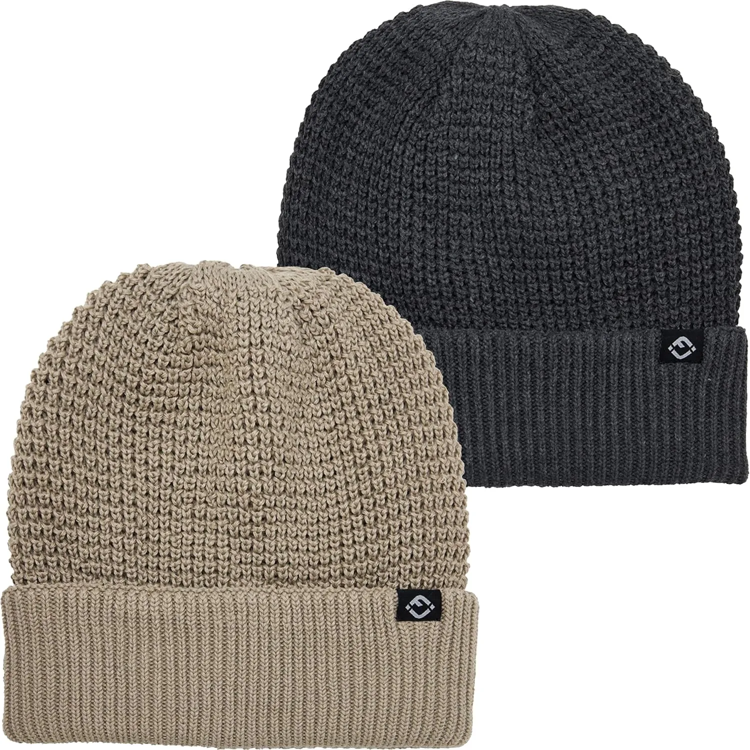 Funky Junque Unisex Waffle Beanie Knit Winter Hat, Super Soft Ultra Warm Double-Layered Ski Cap with Ribbed Cuff