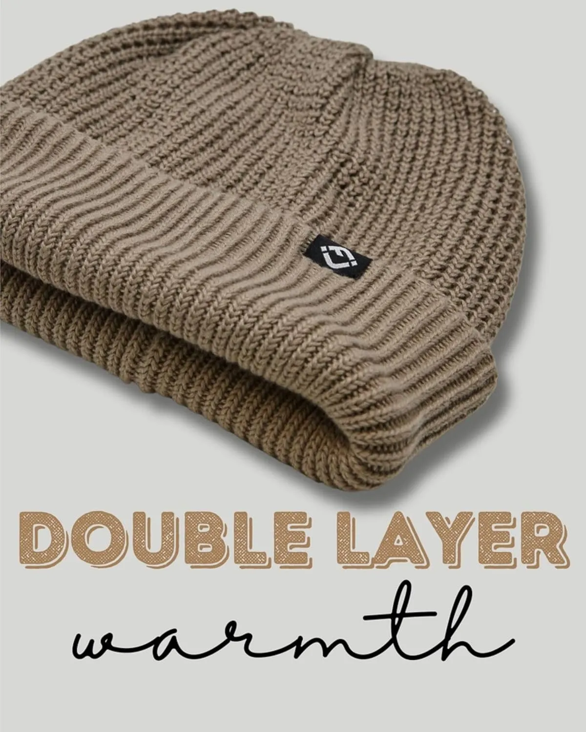 Funky Junque Unisex Waffle Beanie Knit Winter Hat, Super Soft Ultra Warm Double-Layered Ski Cap with Ribbed Cuff