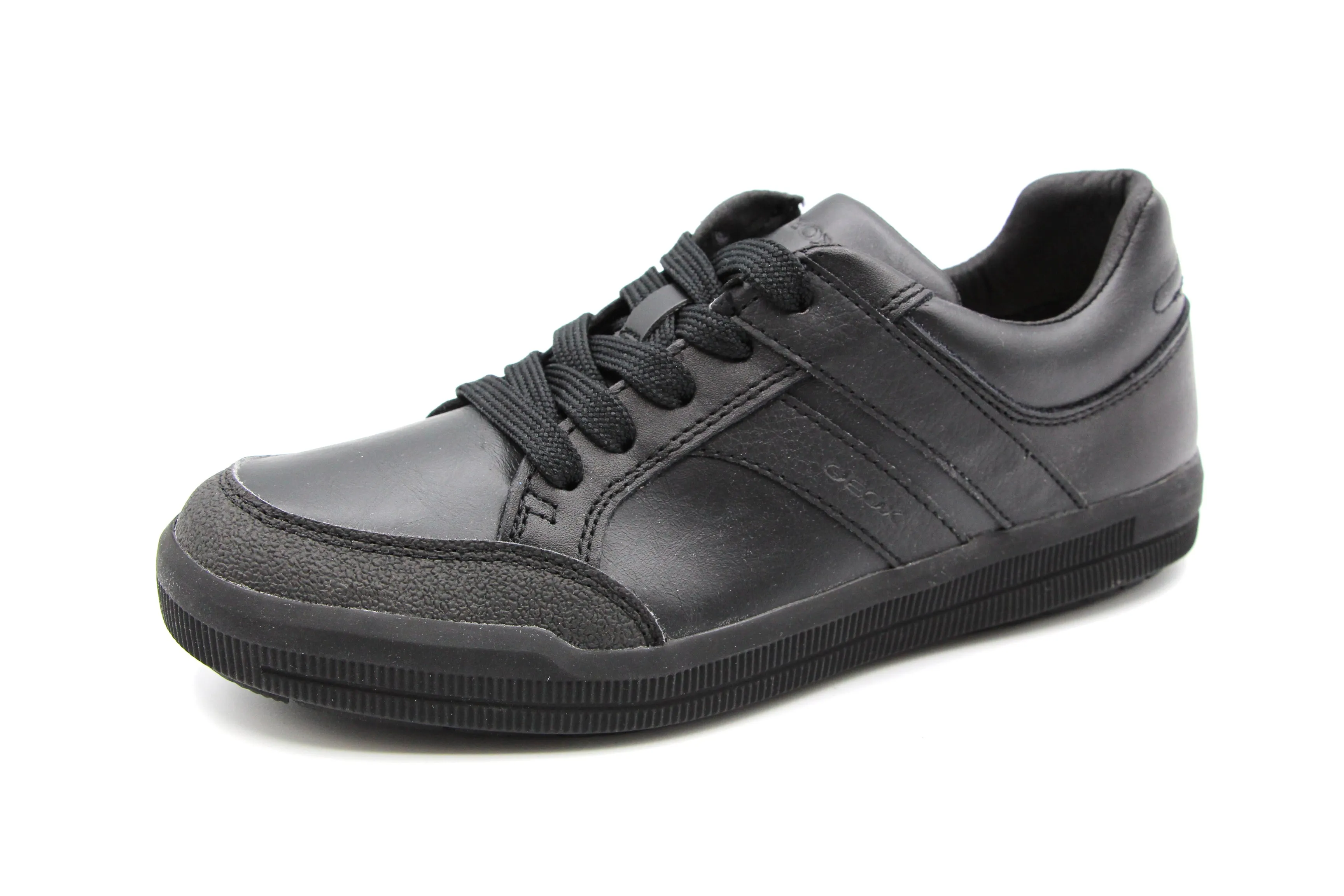 Geox  Black Leather Lace Up Sneaker J844AD