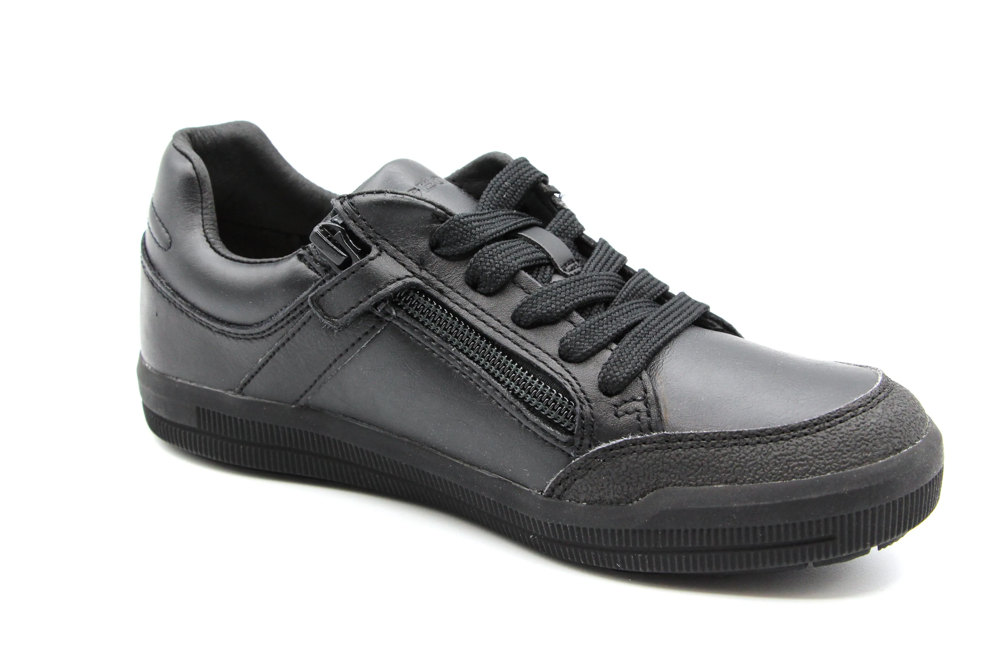 Geox  Black Leather Lace Up Sneaker J844AD