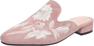 Gicoiz Women Closed Toe Slippers Low Block Heel Mule Sandals