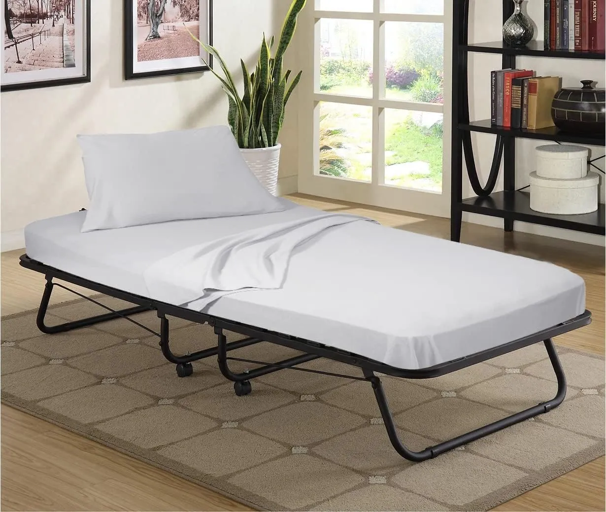 Gilbins 100% Combed T-Shirt Cotton Jersey Knit Camp Sheet Set, 1 Fitted cot Sheet, 1 Flat Sheet, 1 Standard Pillow case Black