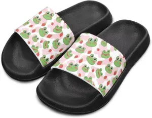 Girls Beach Slippers Open Toe Non Slip Summer Sandals Quick Drying Flat Sandals Soft Sole Bathroom Shoes
