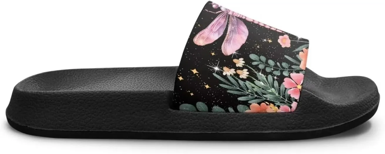 Girls Beach Slippers Open Toe Non Slip Summer Sandals Quick Drying Flat Sandals Soft Sole Bathroom Shoes