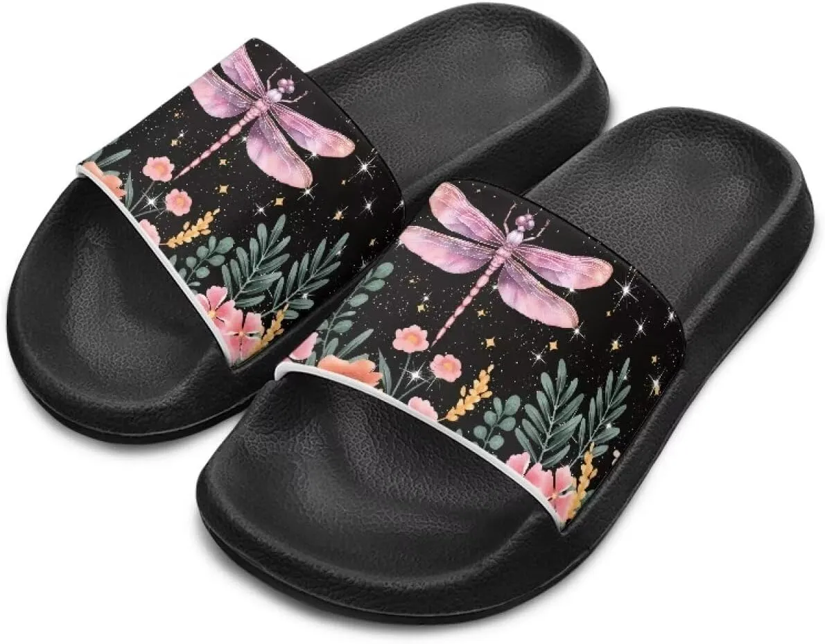 Girls Beach Slippers Open Toe Non Slip Summer Sandals Quick Drying Flat Sandals Soft Sole Bathroom Shoes