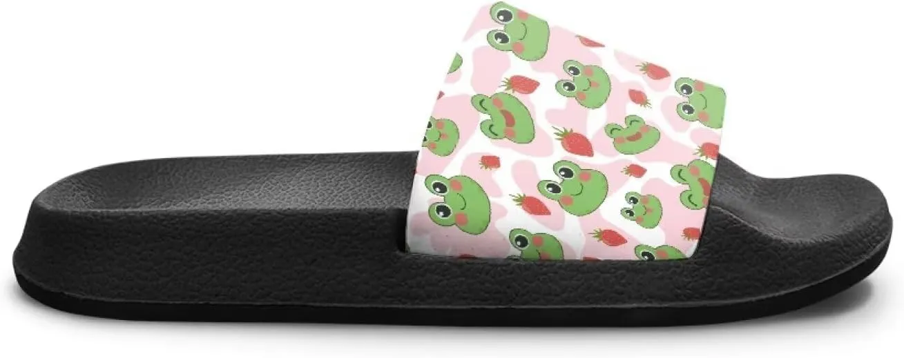 Girls Beach Slippers Open Toe Non Slip Summer Sandals Quick Drying Flat Sandals Soft Sole Bathroom Shoes