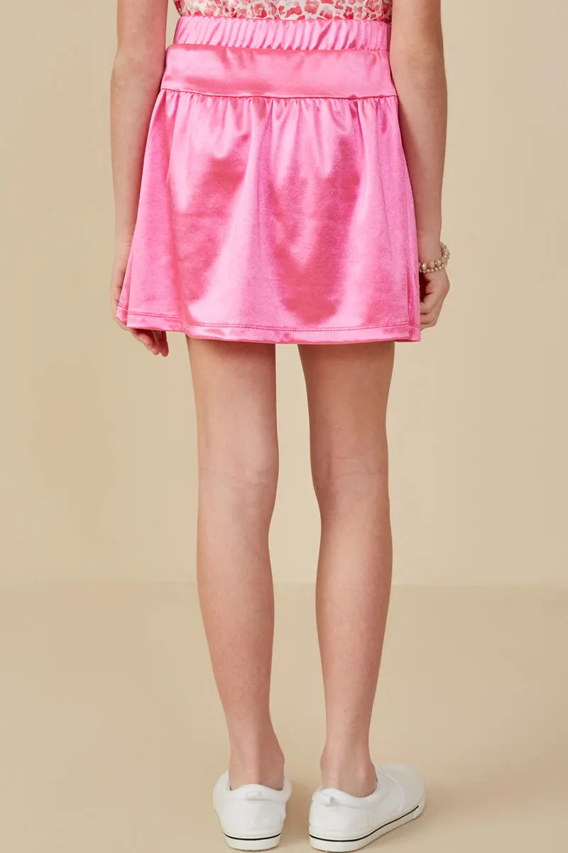 Girls Elastic Waist Banded Metallic Skirt