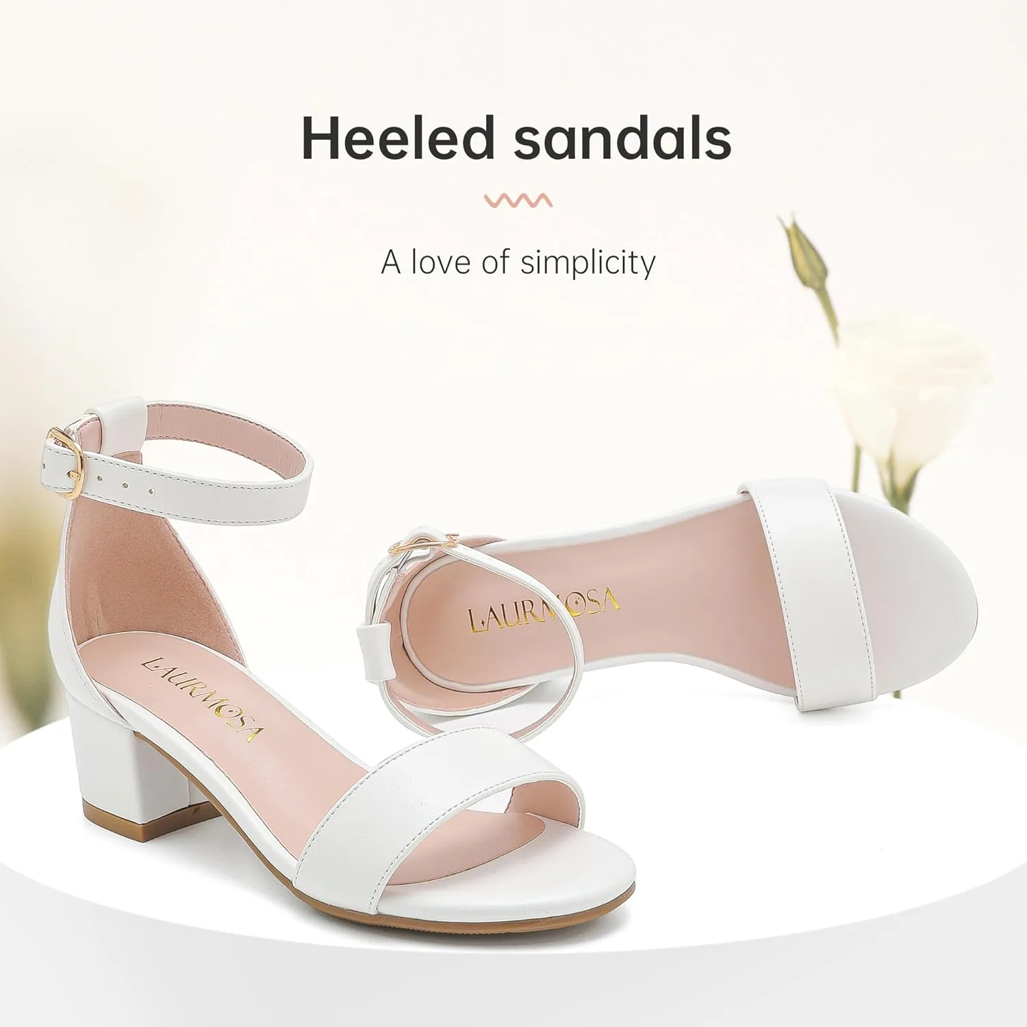 Girls High Heels Sandal for Girls Open Toe Ankle Buckle Strap Dress Shoes for Little Big Kids in Wedding Party Block Chunky Pump Sandals