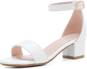 Girls High Heels Sandal for Girls Open Toe Ankle Buckle Strap Dress Shoes for Little Big Kids in Wedding Party Block Chunky Pump Sandals