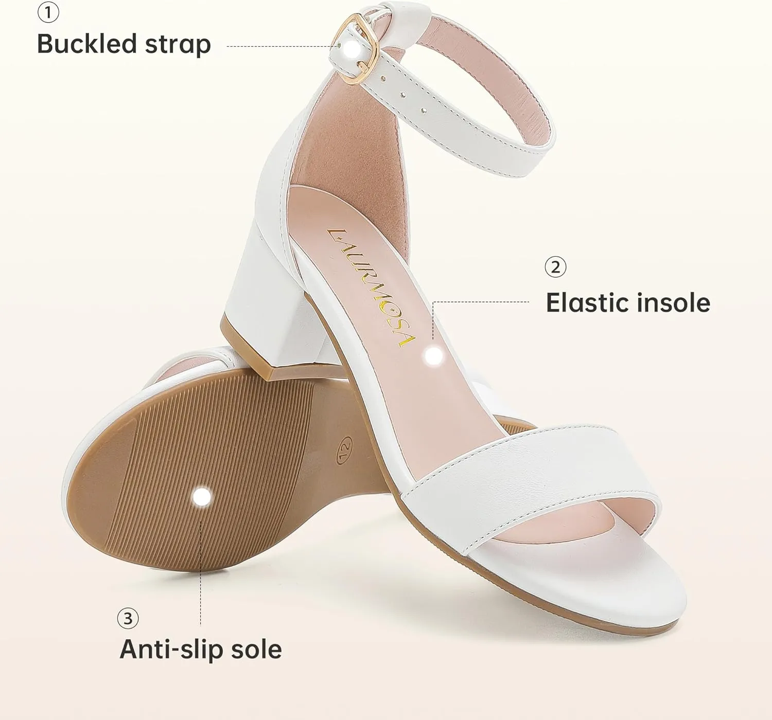 Girls High Heels Sandal for Girls Open Toe Ankle Buckle Strap Dress Shoes for Little Big Kids in Wedding Party Block Chunky Pump Sandals