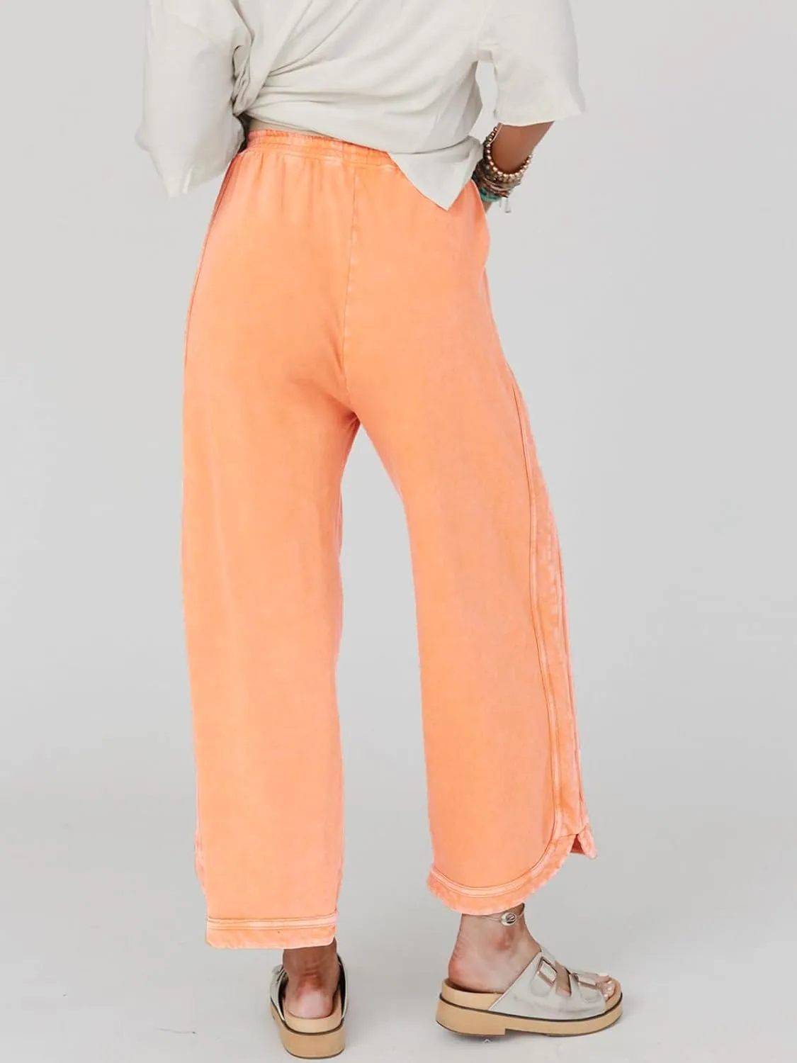Gnveub Women's Yoga Pants Lightweight Wide Leg Sweatpants High Waisted Drawstring Loose Lounge Pant with Pockets