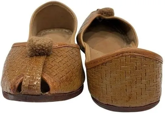 Gold Zari Punjabi Jutti for Women's Soft Flat Ethnic Handmade Girls Juti Traditional Jooti Wedding Indian Shoes
