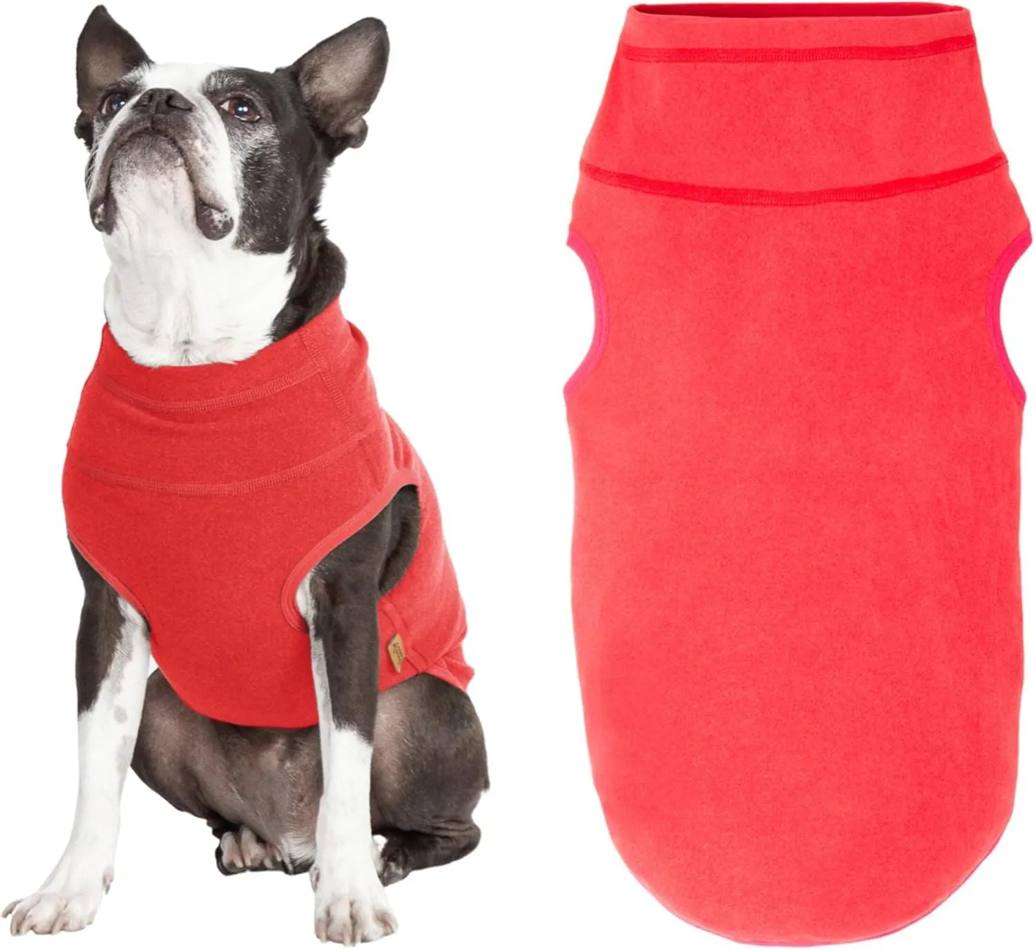 Gooby Microfiber Stretch Fleece Vest Dog Sweater - Tomato Red, Medium - Warm Pullover Fleece Dog Jacket - Dog Clothes for Small Dogs Boy - Dog Sweaters for Small Dogs to Dog Sweaters for Large Dogs