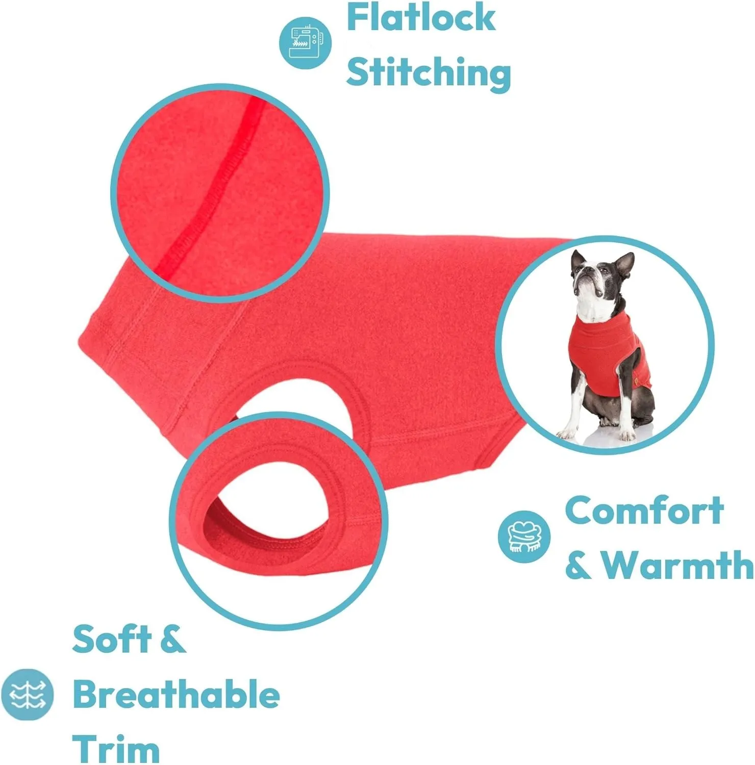 Gooby Microfiber Stretch Fleece Vest Dog Sweater - Tomato Red, Medium - Warm Pullover Fleece Dog Jacket - Dog Clothes for Small Dogs Boy - Dog Sweaters for Small Dogs to Dog Sweaters for Large Dogs