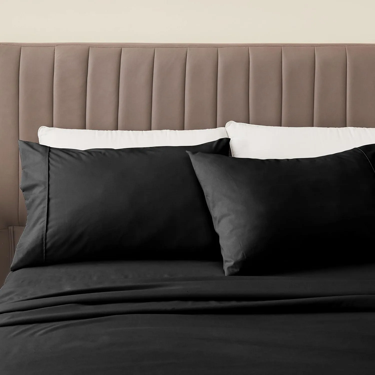 Great Bay Home 4-Piece Full Black Microfiber Sheet Set | Ultra-Soft, Brushed Bedding Sheets & Pillowcases - Wrinkle & Fade Resistant, All-Season Bed Sheets for Bed (Full, Black)