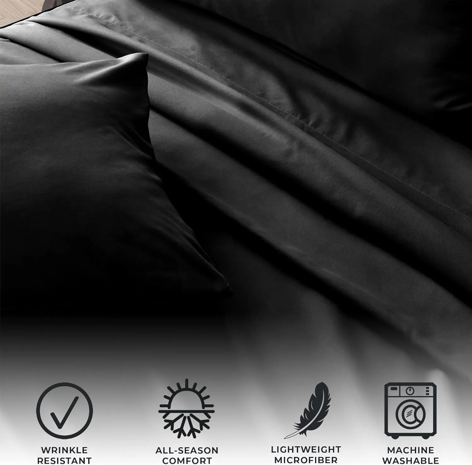 Great Bay Home 4-Piece Full Black Microfiber Sheet Set | Ultra-Soft, Brushed Bedding Sheets & Pillowcases - Wrinkle & Fade Resistant, All-Season Bed Sheets for Bed (Full, Black)