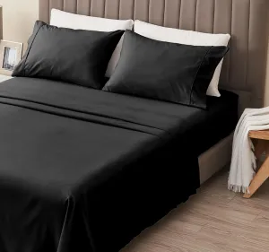 Great Bay Home 4-Piece Full Black Microfiber Sheet Set | Ultra-Soft, Brushed Bedding Sheets & Pillowcases - Wrinkle & Fade Resistant, All-Season Bed Sheets for Bed (Full, Black)
