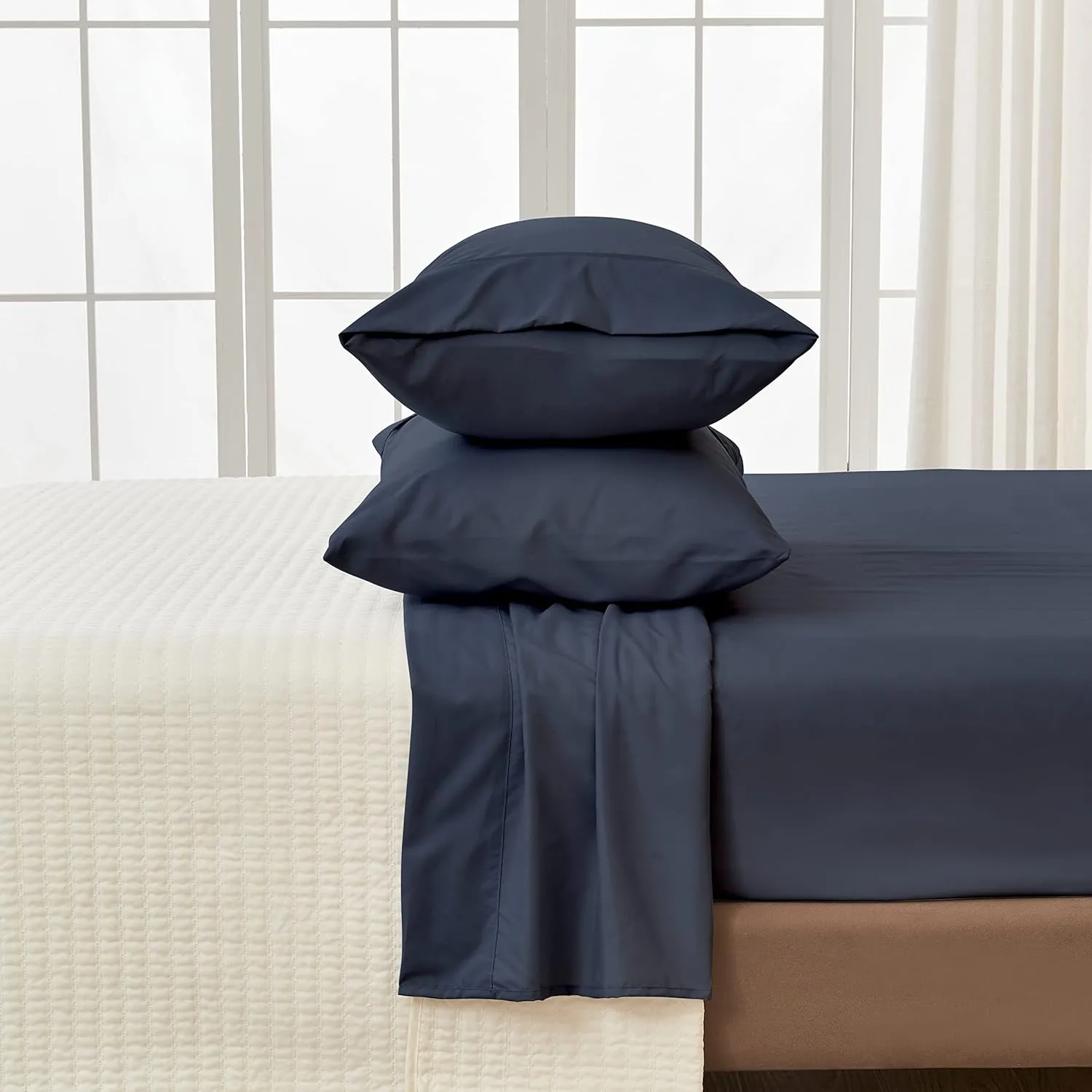 Great Bay Home 4-Piece Full Blue Microfiber Sheet Set | Ultra-Soft, Brushed Bedding Sheets & Pillowcases - Wrinkle & Fade Resistant, All-Season Bed Sheets for Bed (Full, Ocean)