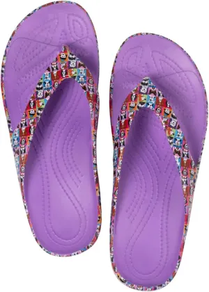 GreaterGood Playful Paws Flip Flops Lightweight Thong Sandals Textured Grip Insole Non Slip Pet Print Beach Pool Casual Gifts for Women